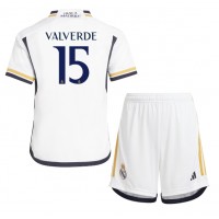 Billiga Real Madrid Federico Valverde #15 Barnkläder Hemma fotbollskläder till baby 2023-24 Kortärmad (+ Korta byxor)
